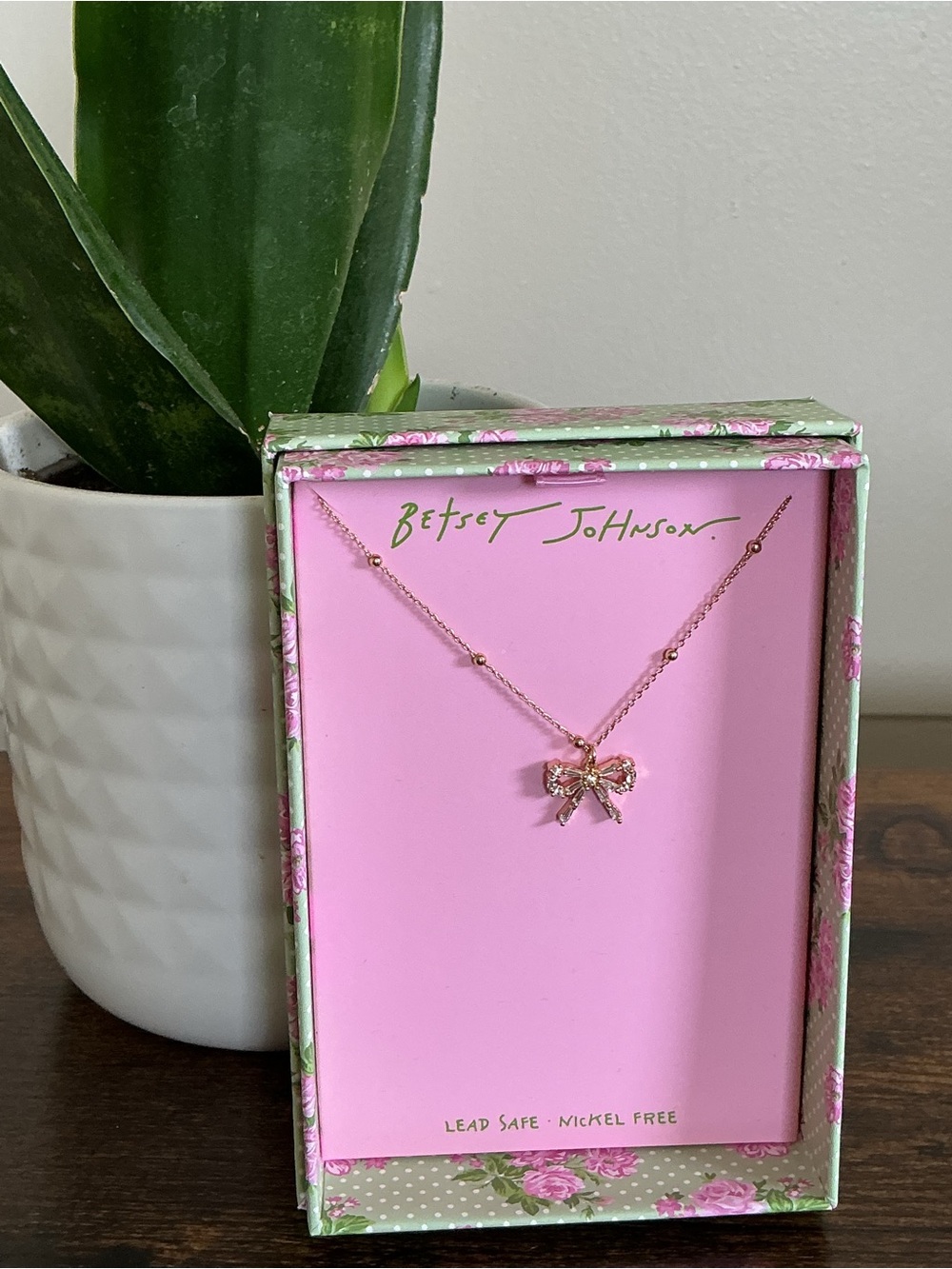 Betsey Johnson Bow Necklace with Sparkle